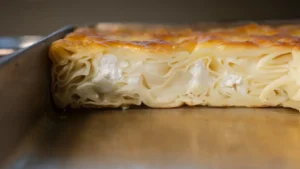 Golden baked pastry with creamy cheese filling