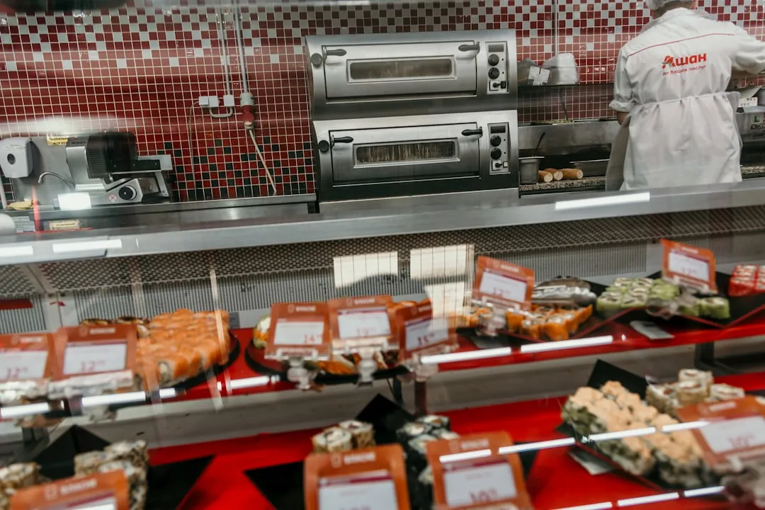 black and gray display counter