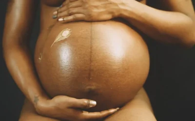 a close up of a pregnant woman's belly