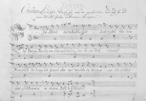 Handwritten musical score with lyrics