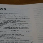 a close up of a book with a poem on it
