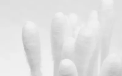 persons hand on white textile