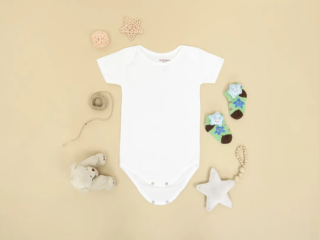 babys white and blue onesie